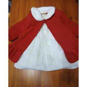 Girl's Party Dress  Formal Winter White Red Overcoat Sz 4 Malandrino